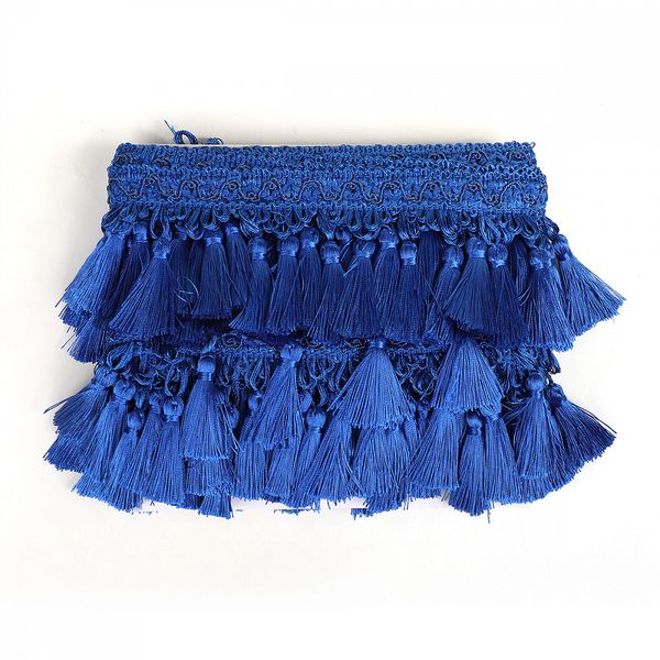 Бахрома отделочная широкая 100.0 мм / 10 метров, с кистями, 6152-0327, цв.6422 синий