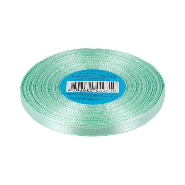 Лента атласная 1-сторонняя 6.0 мм / 33±2 метра, 056 серо-зеленый, Gamma