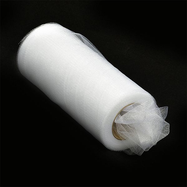 Фатин на шпульке средней жесткости блестящий 150 мм / 22.86 метра, TBY.MSS.170.01, цв.01 белый