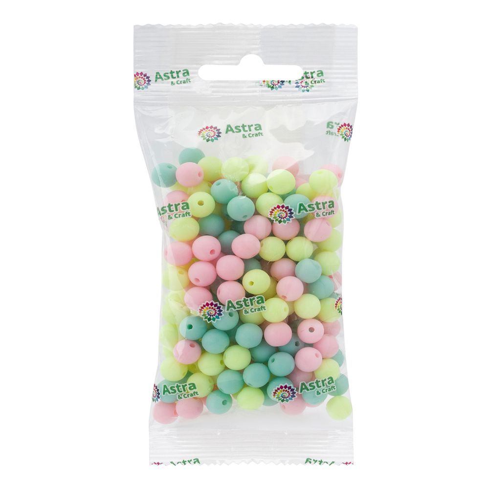 Бусины пластик ⌀8 мм, 50 г, микс цвета, матовые, круглые, Astra&Craft (яркий), 1AL139-2