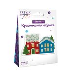 Алмазная (кристальная) мозаика Фрея, магнит Зимние домики, 9х5,5 см