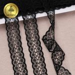 Кружево отделочное в стиле "трикотаж" 28 мм, диз. 925, цв.10 черный, уп. 27,4 м