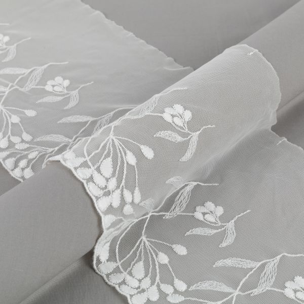 Кружево бельевое эластичное 190 мм / 3±0.2 метра, на сетке, Турция, экрю, Gamma GKME-19001