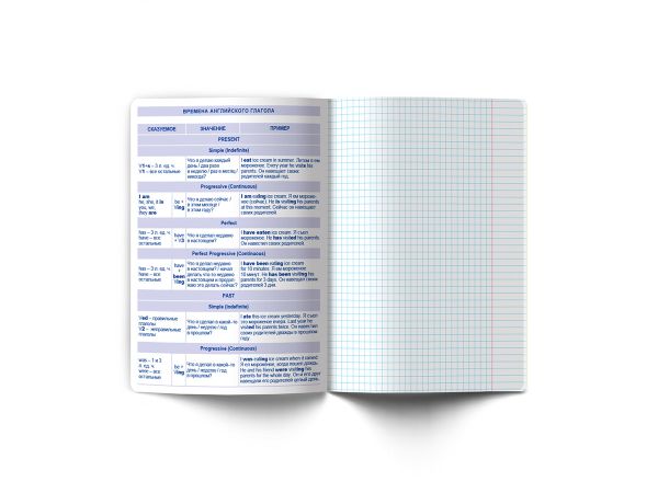 Тетрадь со справочным материалом Без фильтров, A5+ 48 л. на скобе 60 г/м², белизна 90%, 10 шт, клетка, 00840 Английский язык, Светоч 48Т1