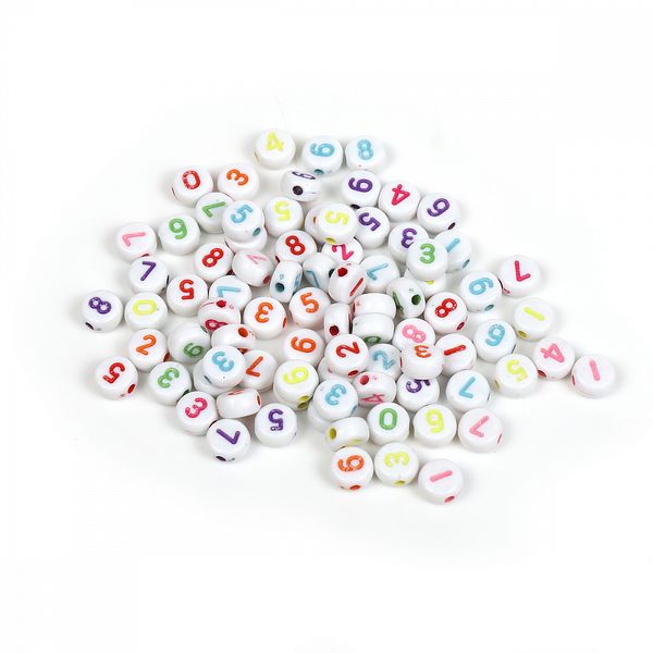 Бусины пластик набор с цифрами, M4H-B006, 500г