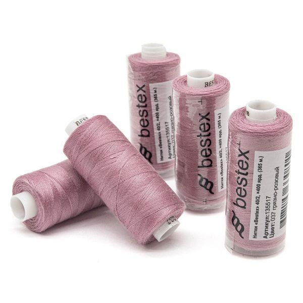 Нитки швейные бытовые Bestex 40/2, 365 м (400 ярд) / 10 кат., 037 дымчатая орхидея