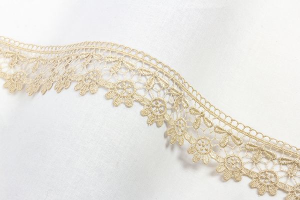 Кружево гипюр (плетёное) 40 мм / 10 м, под лен, Gamma GGM-4004