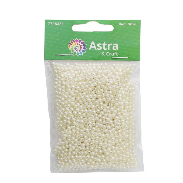 Бусины пластик (жемчуг) ⌀3 мм, 20 г, Astra&Craft, 003 NL телесный