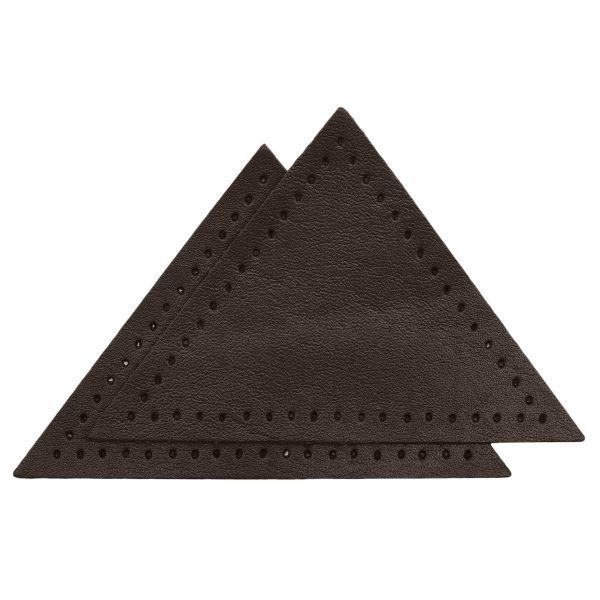 Заплатки пришивные из кожи, треугольник равнобедр., стор. 8см, с перфорацией, 2 шт, 100% кожа, 03 темно-коричневый, 9903