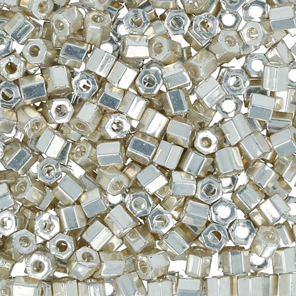 Бисер Toho 11/0 Hexagon 5 (2.2 мм), 25 г (5х5 г), 0558 серебряный
