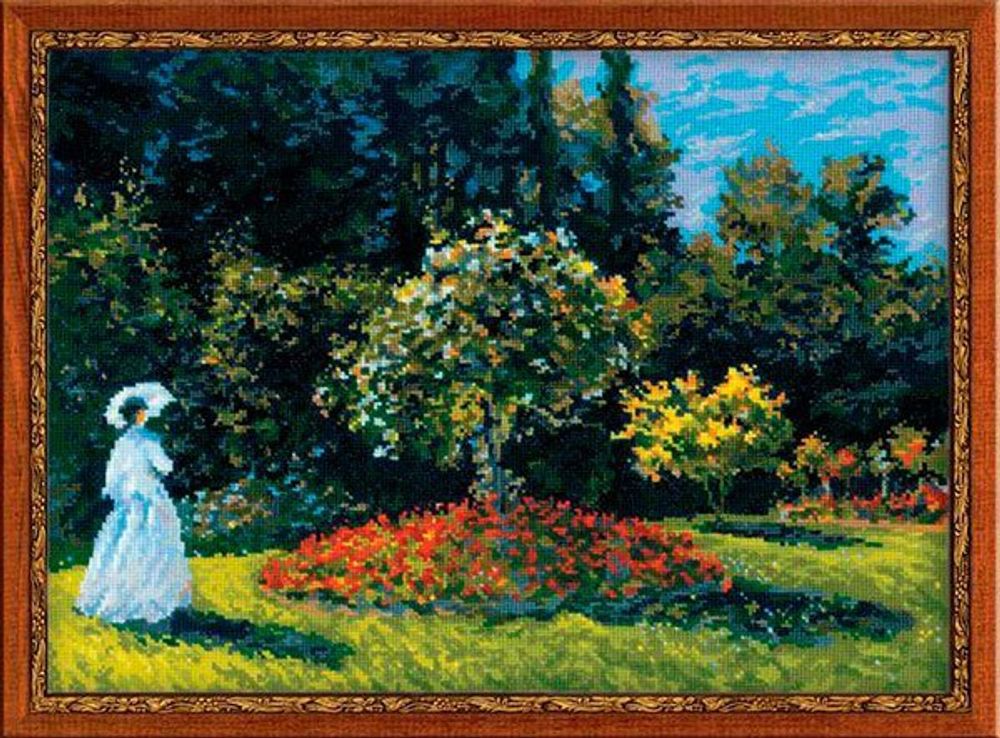 Риолис, Дама в саду по мотивам картины К. Моне 40х30 см