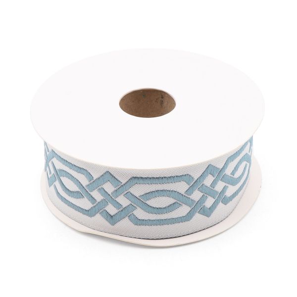 Лента (тесьма) жаккардовая 35.0 мм / 10±0.5 метров, бордюр Кельтский орнамент 35272 V5 джинс