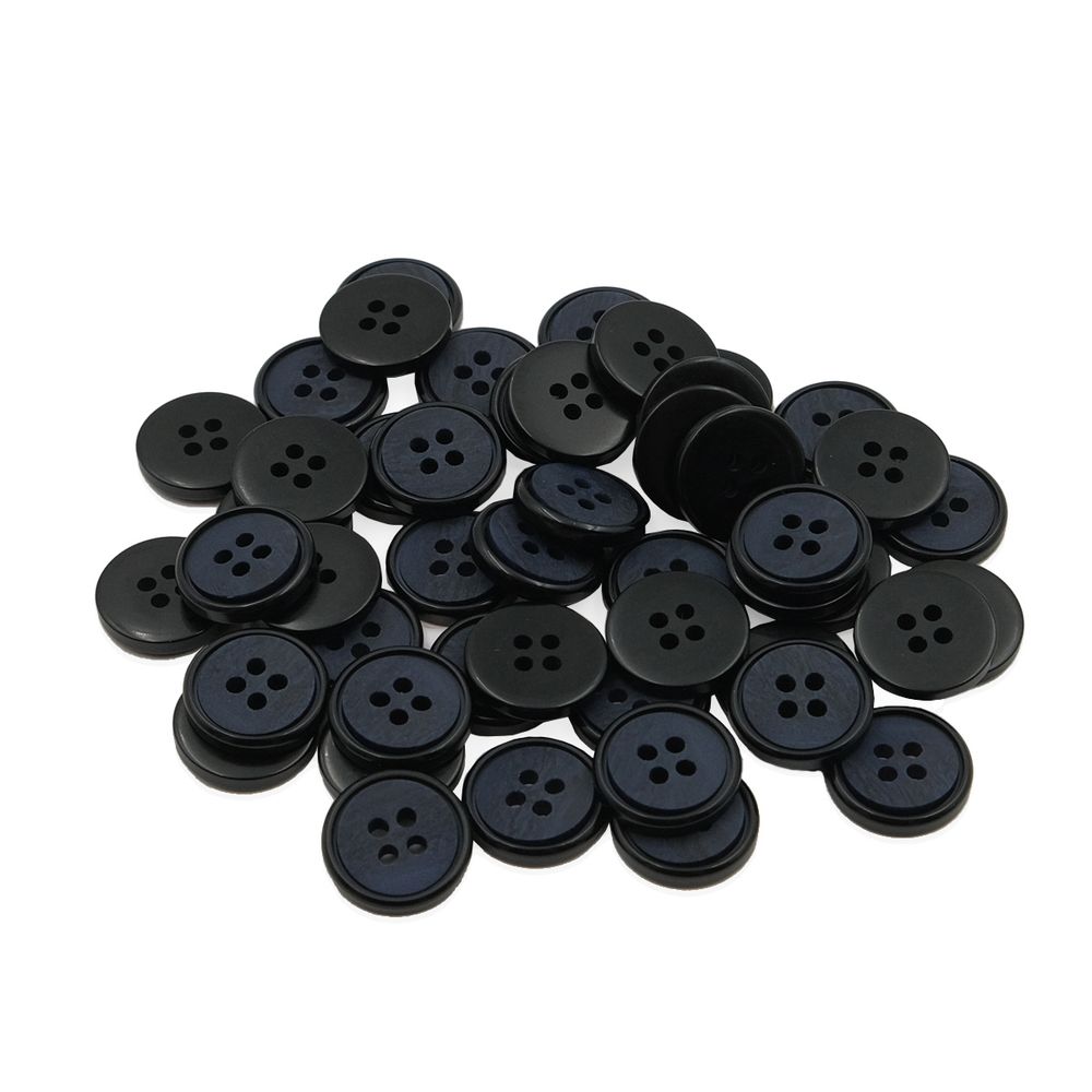 Пуговицы 4 прокола 24L (15мм), (Blue (синий)), 48 шт