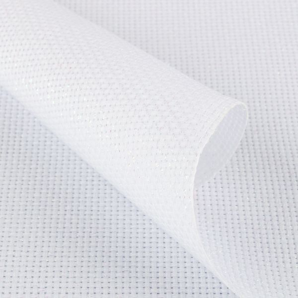 Канва Aida 11 ct, 50х50±2 см, белый с перламутровым люрексом, Gamma