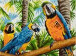 Алмазная (кристальная) мозаика Фрея, Яркие попугайчики, 40х30 см