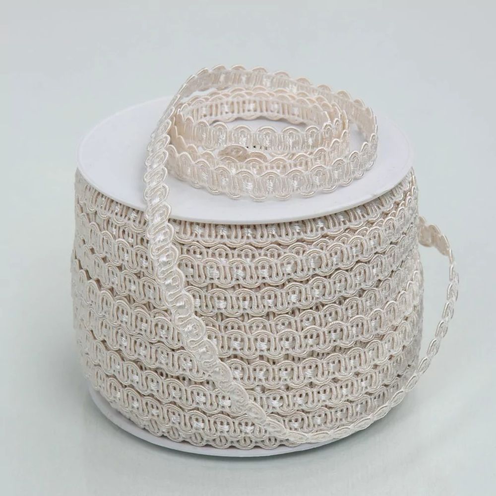 Тесьма отделочная 8мм / 40м (02 молочный), 07-8021