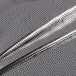 Ткань подкладочная фольгированная 65±2 г/м², 150х150±1 см, №02 черный рис. квадраты, Gamma FLTN