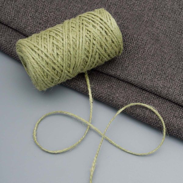 Шпагат джутовый ⌀1.4 мм / 100 метров (100 г), 2-ниточный, 1200 текс, евробобина, оливковый