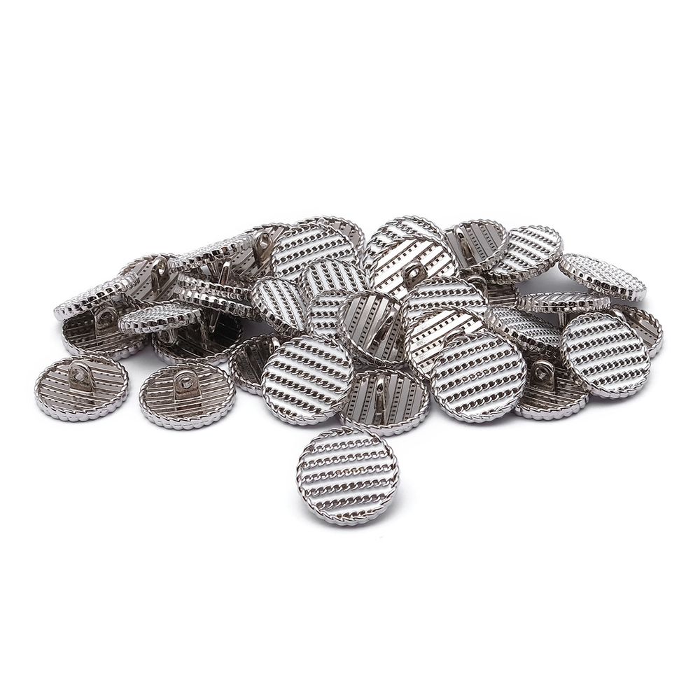 Пуговицы на ножке Твидовая 28L (18мм), металл (White/S (белый/серебро)), ME-651, 36 шт