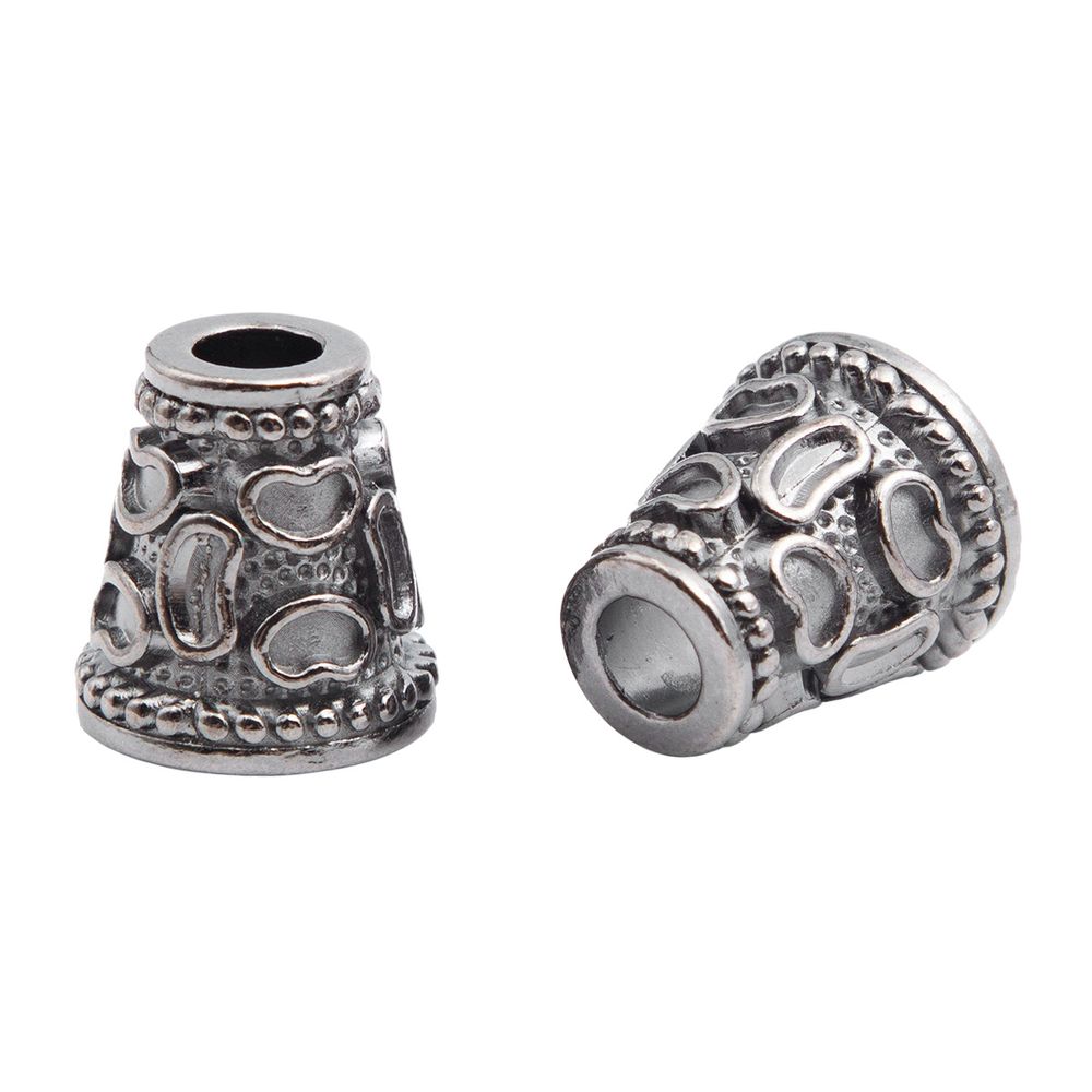 Наконечник для шнура металл колокол ⌀4,5/9 мм, 14х13 мм (чер.никель), 20 шт