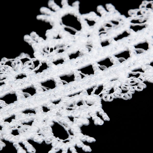 Кружево гипюр (плетёное) 30 мм / 3 метра, матовое, C501 белый