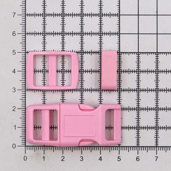 Фастекс (пряжка трезубец), рамка и рамка-регулятор 15мм, пластик, (2 компл.) Hobby&Pro, св.розовый, A03001037-15
