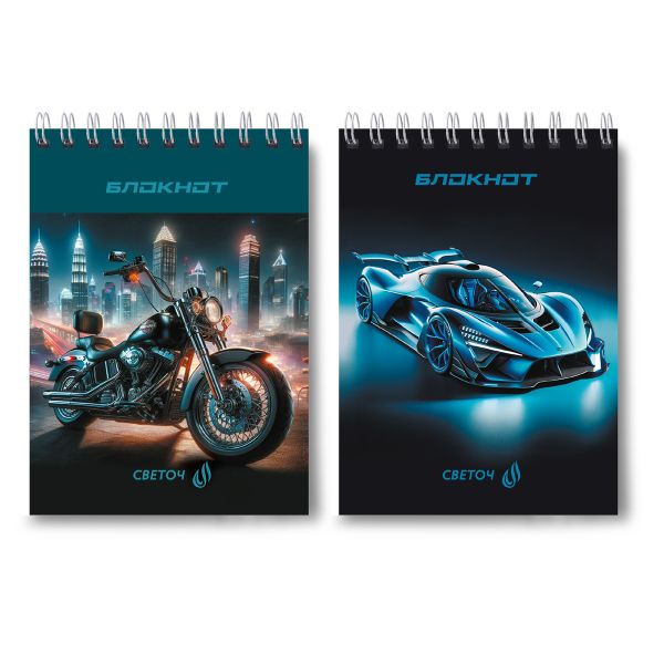 Блокнот на гребне A6 60 л., 4 шт, клетка, Погнали! 01220, Светоч Б120