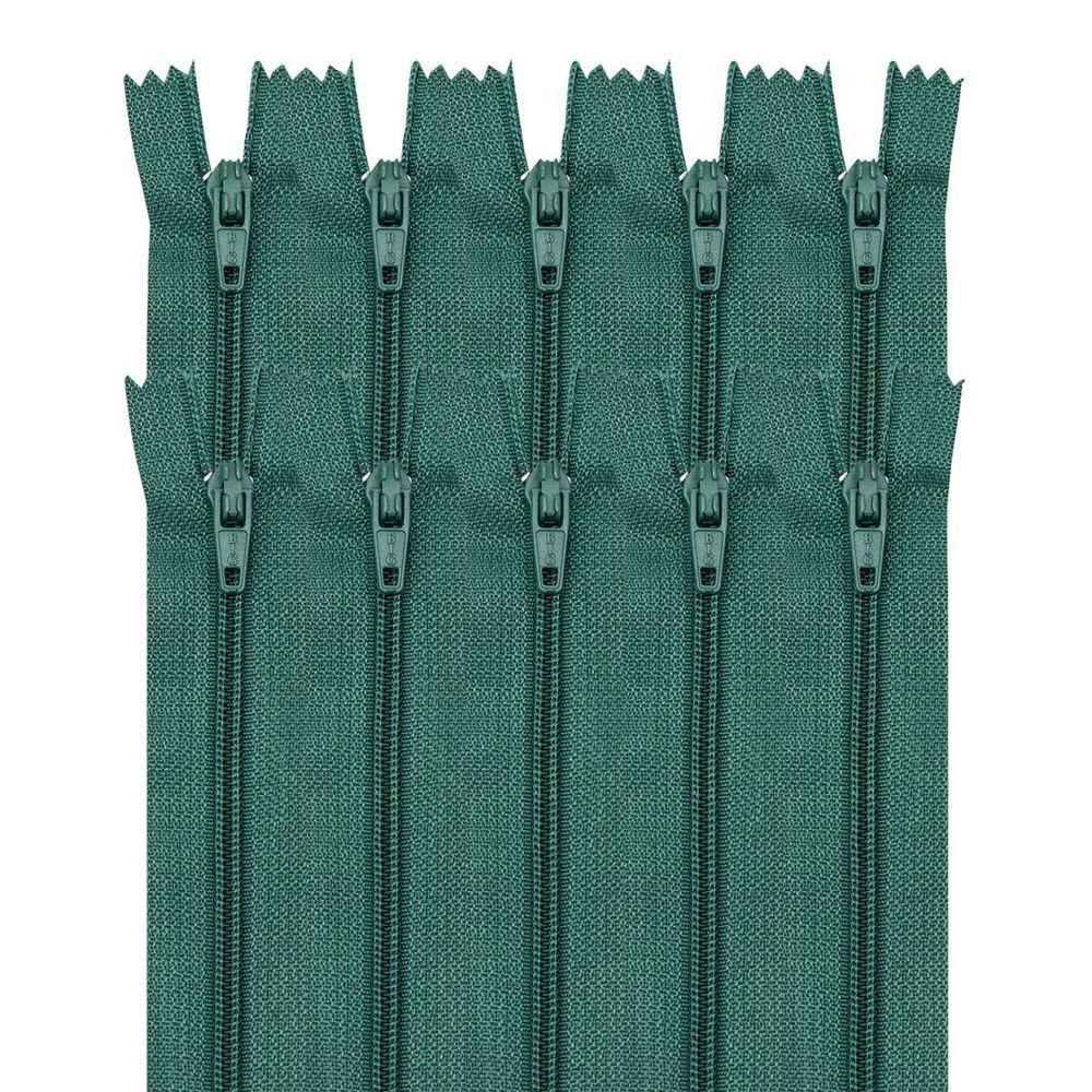 Молния спираль (витая) Т3 (3 мм) 1 зам., н/раз., 20 см, автомат, т.зел, 30106, 10 шт