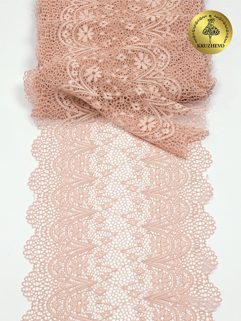 Кружево бельевое эластичное 220 мм / 10 м, цв.168 серебристый пион, Kruzhevo