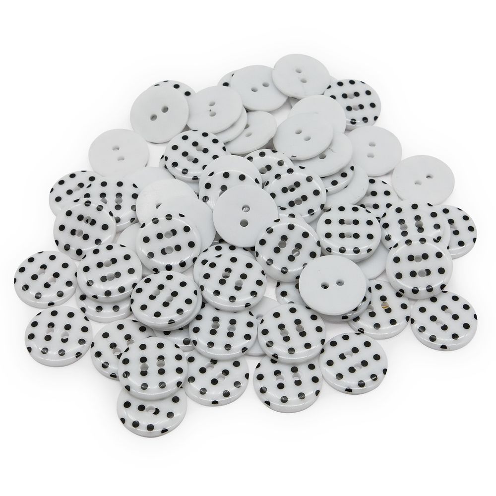 Пуговицы детские Горошек 28L (009 бело-черный) Q7125-FSS, 72 шт