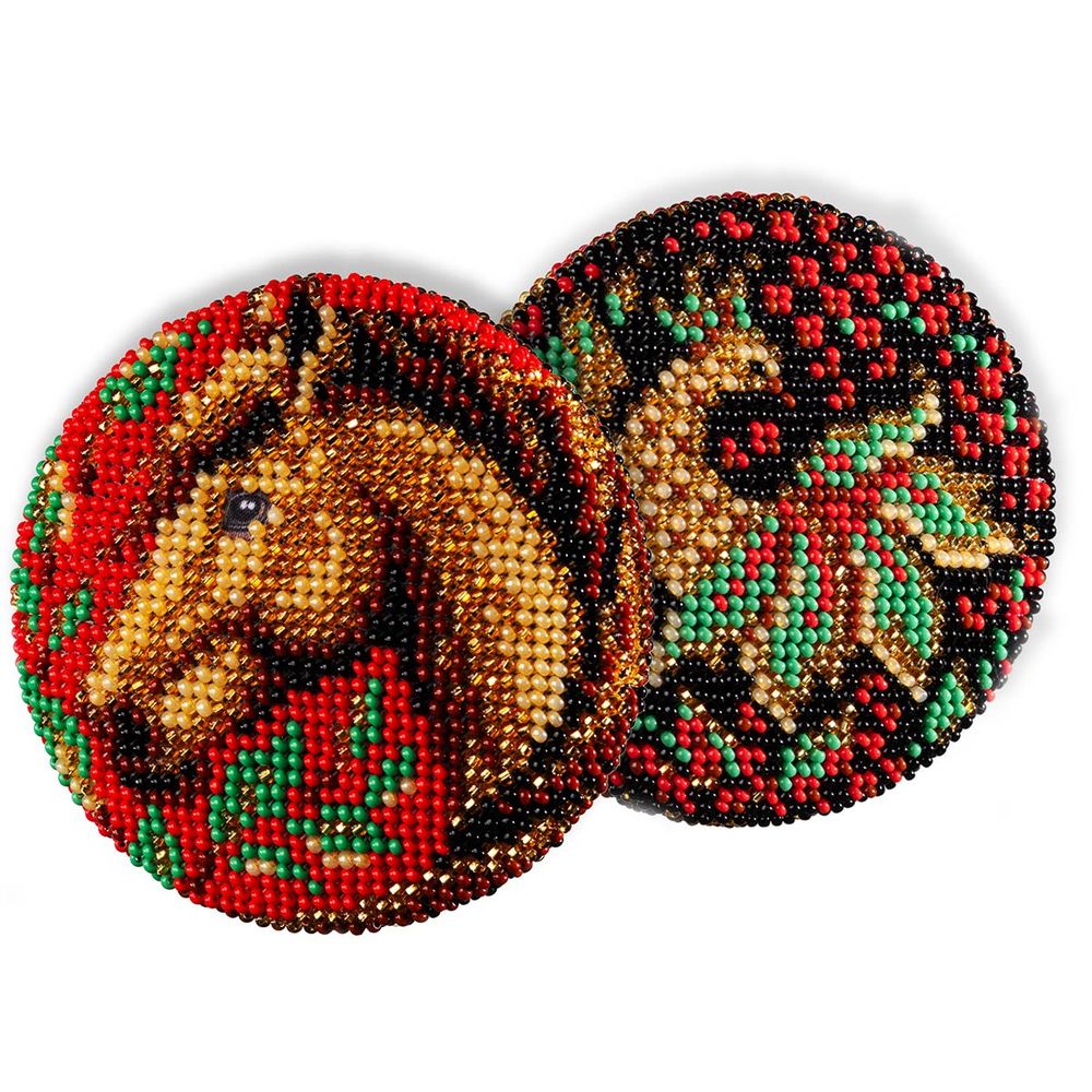 Набор для вышивания бисером Кроше (Радуга бисера) В714, Талисман Хохлома 8х8см