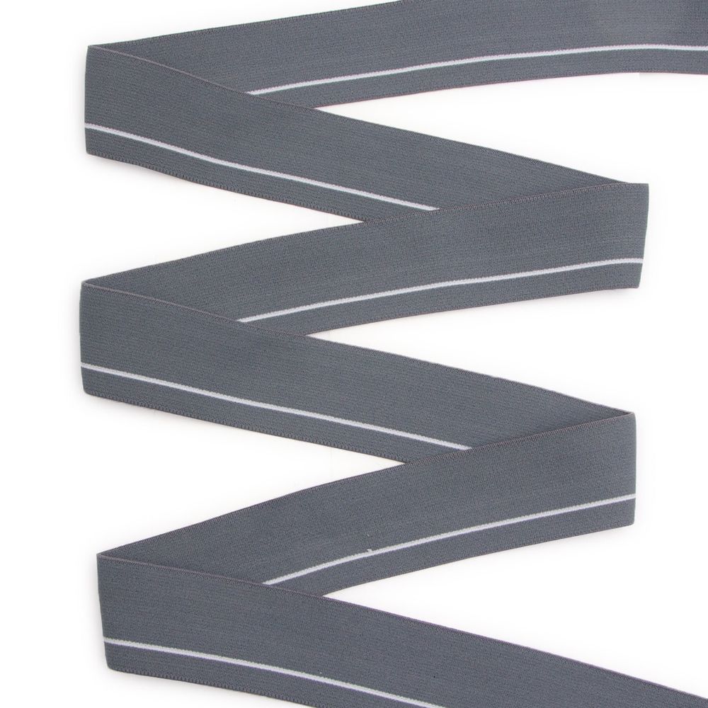 Резинка для мужских трусов и боксеров 35.0 мм / 25 метров, мягкая тканая 24 г/м, эластичность 150%, св.серый/белый полоса