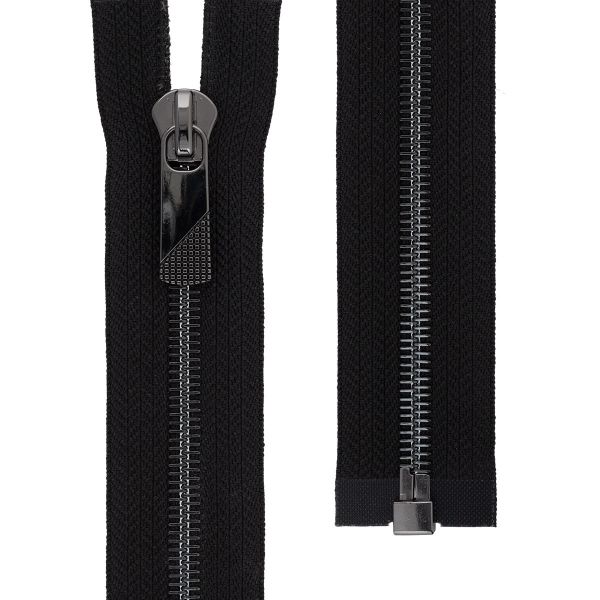 Молния металл Т8 (8 мм) 1 зам., разъем., 70 см, декор, черн.никель, черный, KAP-8 Gamma, 5 шт