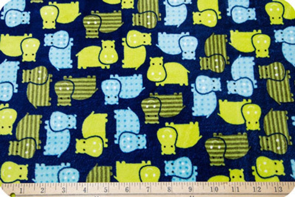 Плюш (ткань) Peppy Urban Zoologie 440 г/м², 48х48 см, hippo midnight