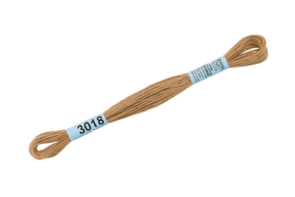 Мулине Gamma 100% хлопок, цв.3018 т.песочный, 24 мотка по 8 метров