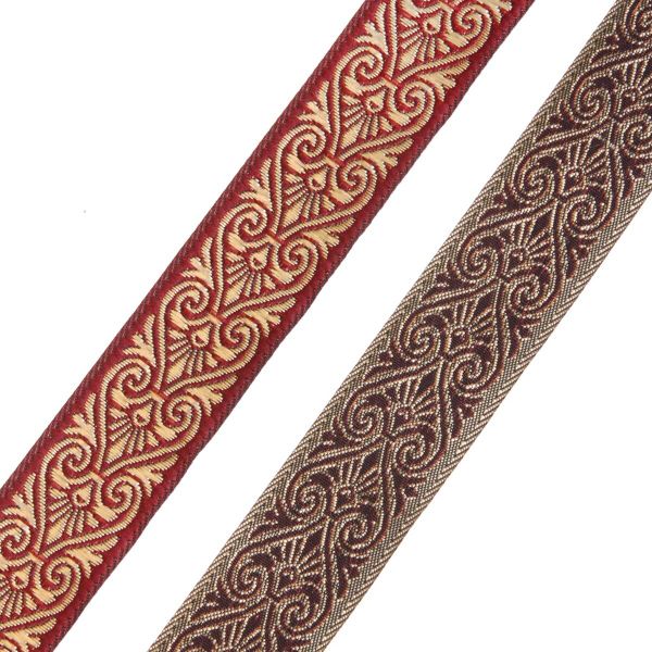 Тесьма декоративная металлизированная Дамаск 22мм, 10 метров, 22071 бордо/золото