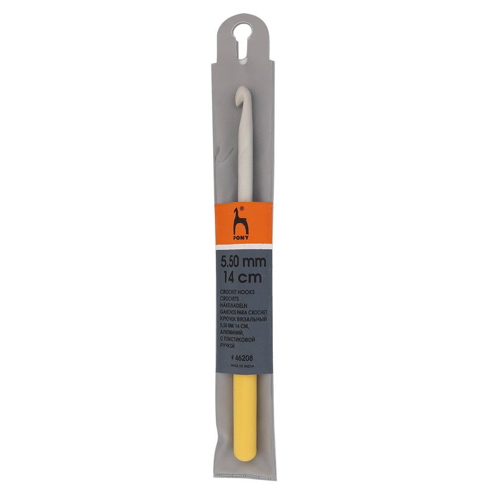 Крючок для вязания Pony с пластиковой ручкой ⌀5,5 мм, 14 см, алюминий 46208