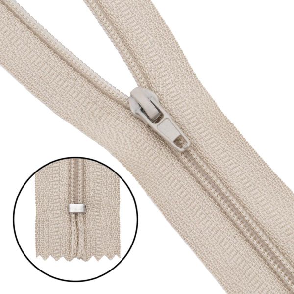 Молния спираль (витая) брючная Т4 (4 мм), 1 зам., н/раз., 20 см, автомат, F307 натуральный, уп.10 штук