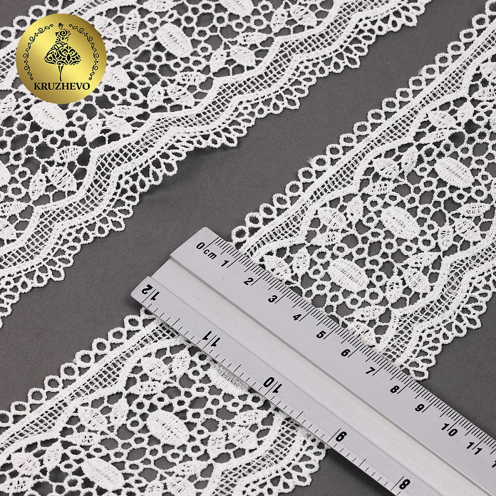 Кружево гипюр (плетёное) 80 мм, матовая нить TBY.0618, цв.белый уп.4.5м, Kruzhevo