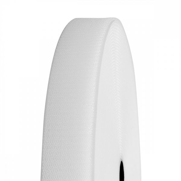 Лента контактная липучка мягкая (велкро) пришивная 38 мм / 25 метров, мягкая, белый, ПЕТЛЯ, качество 