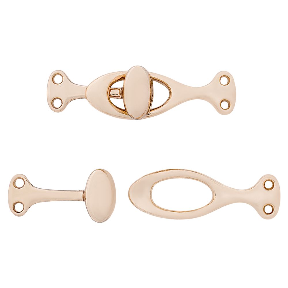 Крючки пришивные декоративные 36х10 мм, золото, 6 шт