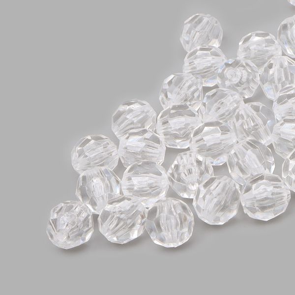 Бусины акрил ⌀10 мм, прозрач. в цвете, граненые круглые, 25 г, Astra&Craft (MG.3241.17 прозрачный)