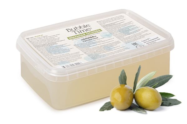 Мыльная основа олива SLS free 1 кг, Прозрачная (с маслом оливы), Bubble Time OLIVA-01