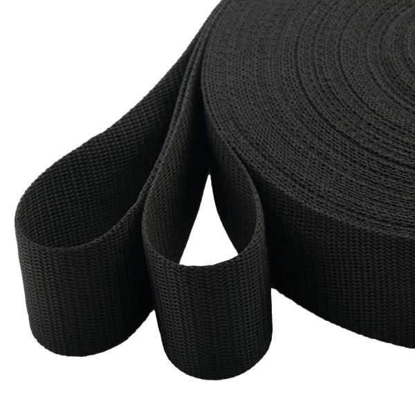 Стропа (ременная лента) 50 мм / 30 метров, толщ. 1.0 мм, [28 г/пог.м], 100% п/п, 20 черный