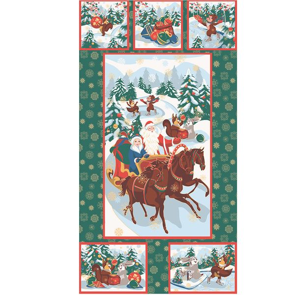 Ткань для пэчворка Peppy Новогодние чудеса панель, отрез 60х110 см, 146 г/м², НЧ-01, Peppy