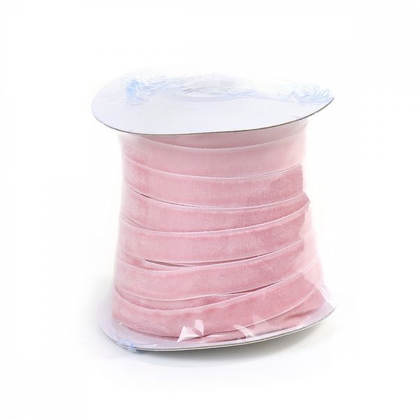 Лента бархатная (тесьма) 10.0 мм / 22.86±1 метров, арт.10VR75 нейлон цв.розовый