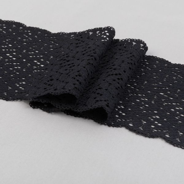 Кружево бельевое эластичное 150 мм / 3±0.2 метра, Турция, черный, Blitz