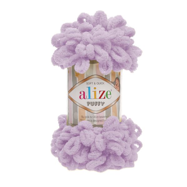 Пряжа Alize (Ализе) Puffy / уп.5 мот. по 100 г, 9м, 027 светлая сирень A