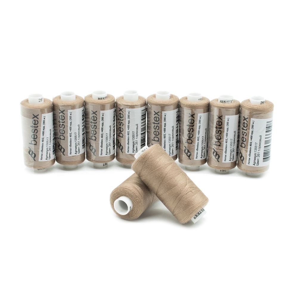 Нитки швейные бытовые Bestex 40/2, 365 м (400 ярд) / 10 кат., 261 пыльно-персиковый