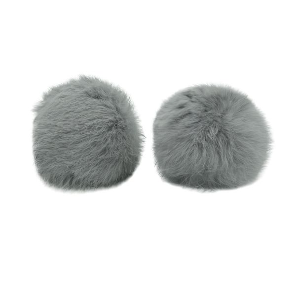 Помпон из искусственного меха 100 мм, кролик, 2 шт, D св.серый